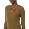 imageAmazon Essentials Womens Fine Rib Long Sleeve Cutout Bodysuit Previously Daily RitualDark Green