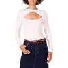 imageAmazon Essentials Womens Fine Rib Long Sleeve Cutout Bodysuit Previously Daily RitualIvory