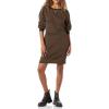 imageAmazon Essentials Womens Fleece Blouson Sleeve Boatneck Sweatshirt Dress Available in Plus SizeBlack Camel Stripe
