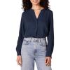 imageAmazon Essentials Womens Georgette Long Sleeve RelaxedFit Popover BlouseNavy