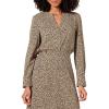 imageAmazon Essentials Womens Georgette Long Sleeve RelaxedFit Popover BlouseTaupe Leopard