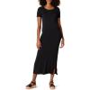 imageAmazon Essentials Womens Jersey StandardFit ShortSleeve Crewneck Side Slit Maxi Dress Previously Daily RitualBlack