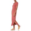 imageAmazon Essentials Womens Jersey StandardFit ShortSleeve Crewneck Side Slit Maxi Dress Previously Daily RitualBrick Red