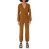 imageAmazon Essentials Womens Knit Surplice Jumpsuit Available in Plus SizeDark Chestnut Brown