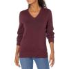 imageAmazon Essentials Womens Lightweight LongSleeve VNeck Sweater 100 CottonBurgundy