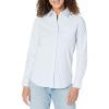 imageAmazon Essentials Womens Long Sleeve Button Down Stretch Oxford Shirt Available in Plus SizeBlue White Vertical Stripe