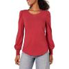 imageAmazon Essentials Womens LongSleeve Crewneck Smocked Cuff TShirtDark Red