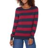 imageAmazon Essentials Womens LongSleeve Lightweight Crewneck Sweater Available in Plus SizeBurgundy Navy Rugby Stripe