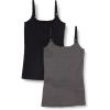 imageAmazon Essentials Womens Maternity Nursing Friendly Camisole with Adjustable Straps and Builtin Shelf Bra Pack of 2Black Stripe