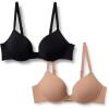 imageAmazon Essentials Womens Microfiber Lined Push Up Plunge Bra Pack of 2BlackWashed Bronze