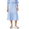 imageAmazon Essentials Womens MidRise Aline Cotton Sateen Tiered Midi Skirt Top Sold SeparatelyBlue White Stripe