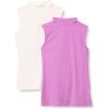 imageAmazon Essentials Womens MockNeck SlimFit RibKnit Sleeveless Top Pack of 2PurpleWhite