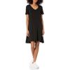 imageAmazon Essentials Womens Regular ShortSleeve VNeck Swing DressBlack