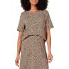 imageAmazon Essentials Womens RegularFit Georgette Short Sleeve TopTaupe Leopard
