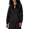 imageAmazon Essentials Womens RelaxedFit RuffleNeck Cotton Sateen LongSleeve Blouse Skirt Sold SeperatelyBlack