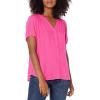 imageAmazon Essentials Womens RelaxedFit ShortSleeve Woven BlouseHot Pink