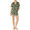 imageAmazon Essentials Womens Satin Short Sleeve ButtonDown Top and Short Sleepwear SetDark Green Beige Zebras