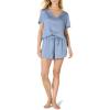 imageAmazon Essentials Womens Satin Short Sleeve VNeck TShirt and Short Sleepwear SetDusty Blue