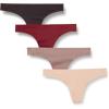 imageAmazon Essentials Womens Seamless Breathable Underwear for Women Thong Bonded Stretch Pack of 4BeigeBrownBurgundyTaupe