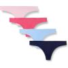 imageAmazon Essentials Womens Seamless Breathable Underwear for Women Thong Bonded Stretch Pack of 4BluePink