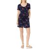 imageAmazon Essentials Womens ShortSleeve Scoop Neck RomperNavy Red Tulips