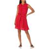 imageAmazon Essentials Womens Sleeveless RelaxedFit Woven Shirt DressRed Leafy Floral