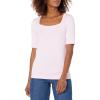 imageAmazon Essentials Womens SlimFit Half Sleeve Square Neck TShirtLight Pink