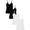 imageAmazon Essentials Womens SlimFit Knit VNeck Layering Cami Available in Plus Size Pack of 4BlackWhite