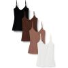 imageAmazon Essentials Womens SlimFit Knit VNeck Layering Cami Available in Plus Size Pack of 4BrownMulti Color