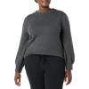 imageAmazon Essentials Womens Soft Touch Pleated Shoulder Crewneck SweaterCharcoal Heather