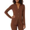 imageAmazon Essentials Womens Wide Rib Long Sleeve Buttonup Collared Cardigan Pants Sold SeparatelyChocolate