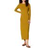 imageAmazon Essentials Womens Wide Rib Open Back Long Sleeve Dress Previously Daily RitualBrown