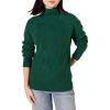 imageAmazon Essentials Womens Winter LongSleeve Sweater Soft Touch Funnel Neck Cable KnitDark Green