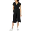 imageAmazon Essentials womens ShortSleeve Surplice Cropped WideLeg Jumpsuit with Elastic WaistBlack