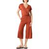 imageAmazon Essentials womens ShortSleeve Surplice Cropped WideLeg Jumpsuit with Elastic WaistClay