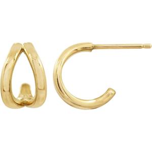 imageAmazon Essentials 14K Gold or Rhodium Plated Split HoopsYellow Gold