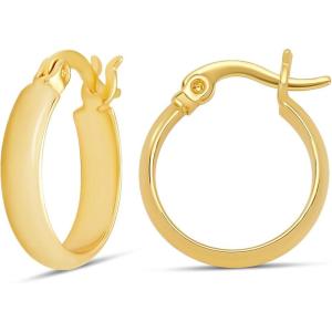 imageAmazon Essentials 14K Gold or Sterling Silver Plated Polished Dome HoopYellow Gold
