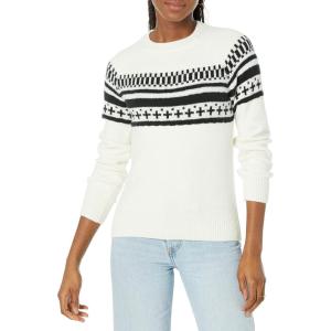 imageAmazon Essentials Crewneck Sweater for Women SoftTouchBlack White Simplified Fairisle