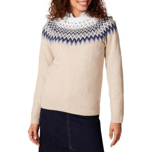 imageAmazon Essentials Crewneck Sweater for Women SoftTouchBlue Taupe Heather White Fair Isle