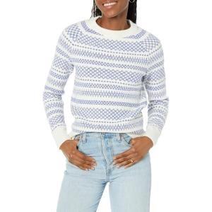 imageAmazon Essentials Crewneck Sweater for Women SoftTouchBlue White Graphic Fairisle