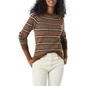 imageAmazon Essentials Crewneck Sweater for Women SoftTouchDark Chestnut Brown Geo Print