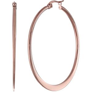 imageAmazon Essentials Gold Plated or Stainless Steel Flattened Hoop Earrings previously Amazon CollectionRose Gold