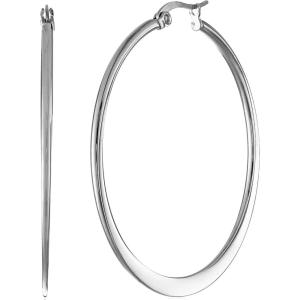 imageAmazon Essentials Gold Plated or Stainless Steel Flattened Hoop Earrings previously Amazon CollectionStainless steel