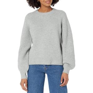 imageAmazon Essentials Ribbed Long Sleeve Sweaters for Women CrewneckLight Grey Heather