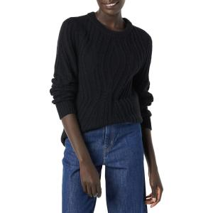imageAmazon Essentials Womens 100 Cotton Crewneck Cable SweaterBlack