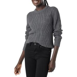 imageAmazon Essentials Womens 100 Cotton Crewneck Cable SweaterCharcoal Heather