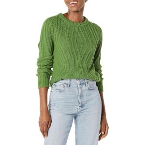 imageAmazon Essentials Womens 100 Cotton Crewneck Cable SweaterGreen