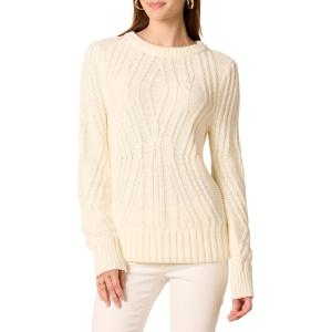 imageAmazon Essentials Womens 100 Cotton Crewneck Cable SweaterIvory