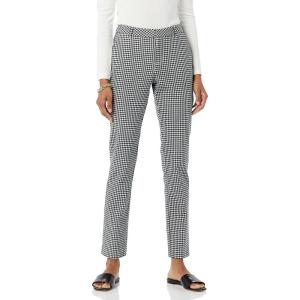 imageAmazon Essentials Womens BiStretch Full Length Straight Leg PantWhite Gingham