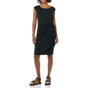 imageAmazon Essentials Womens Cap Sleeve BoatNeck Faux Wrap DressBlack